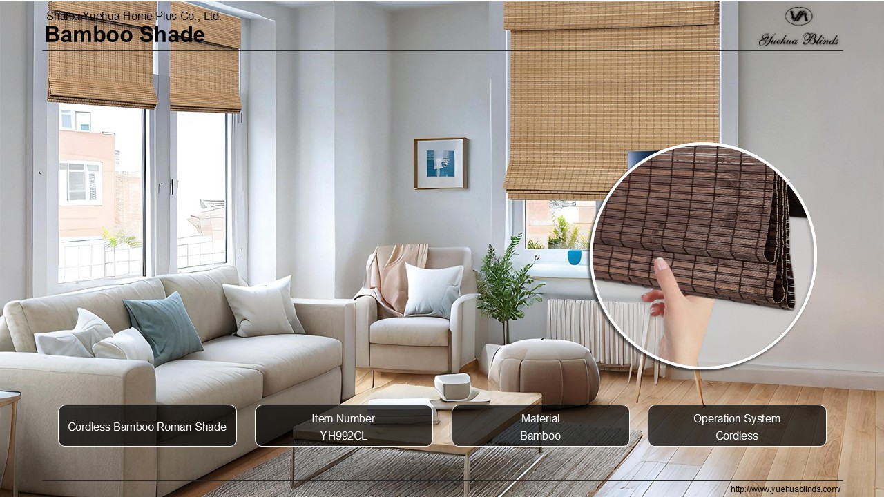 Cordless Bamboo Roman Shade